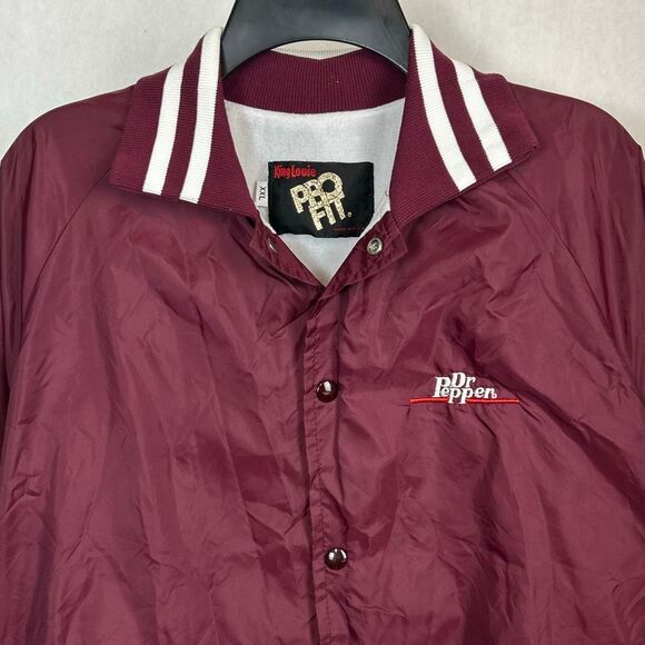 Vtg Dr Pepper Bomber Jacket Sz XXL King Louis Profit Snap Button Front Maroon Va - Picture 2 of 11